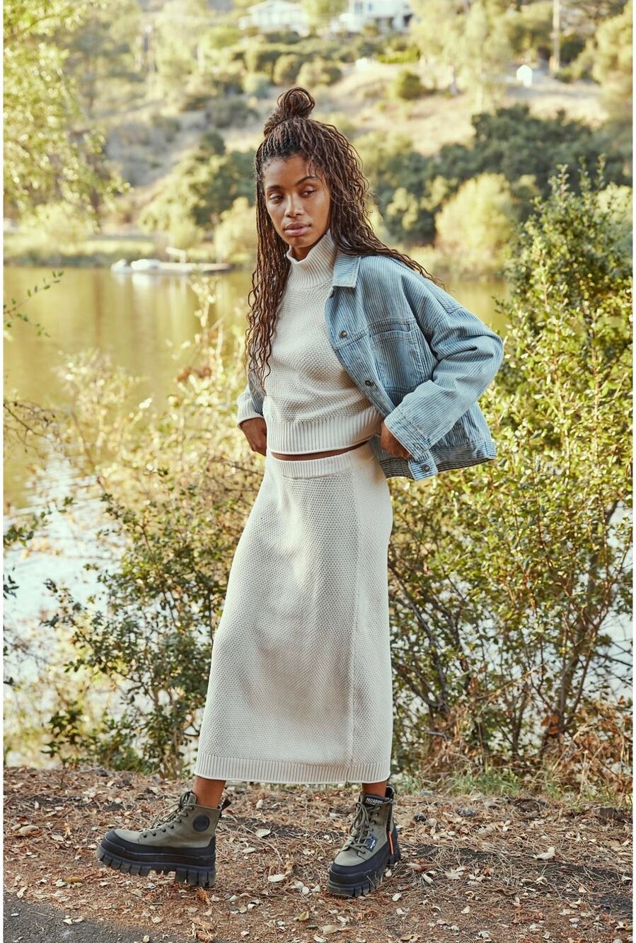 Free People Hailee Sweater Skirt Cream Small